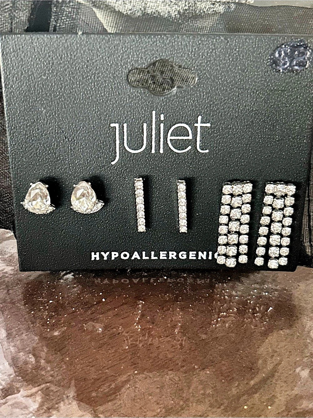 Juliet Rhinestone Stud Earrings in Silver NWT